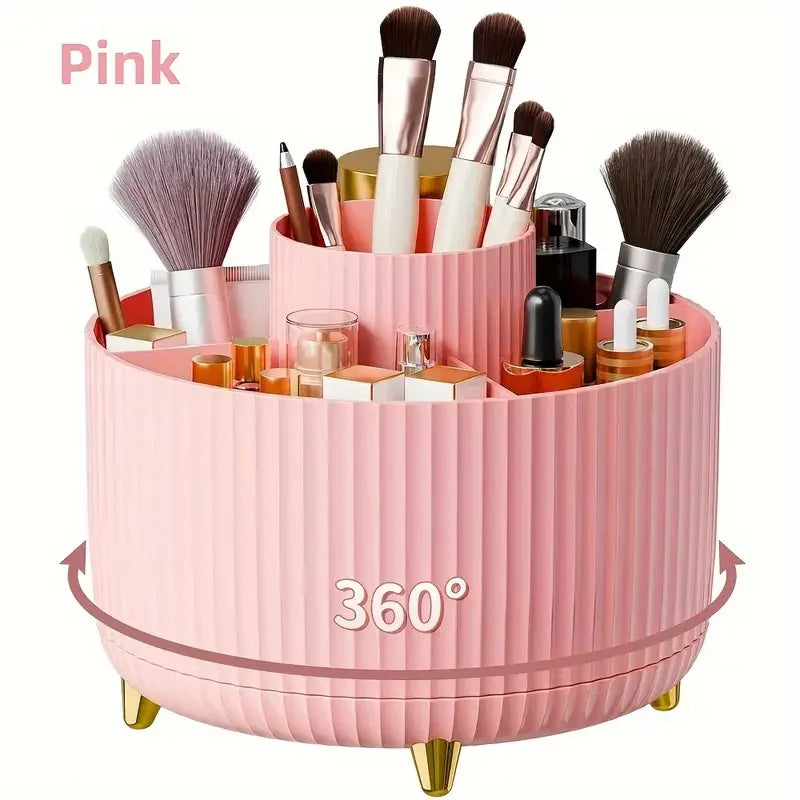SARAND LuxeBrush™ – Organizador Giratório com Design Listrado