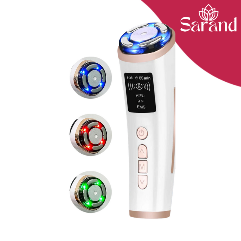 SARAND LiftGlow Pro™ – Rejuvenescedor Facial com Microcorrente, HIFU e Luz LED