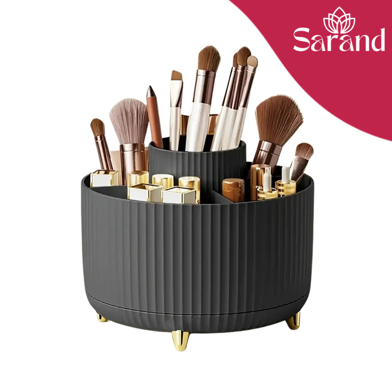 SARAND LuxeBrush™ – Organizador Giratório com Design Listrado